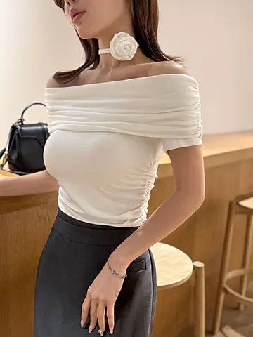 ローズタイギャザリングTOP