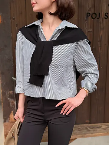 QUNG COORDINATE ITEM : ストライプレイヤーコンビshirt