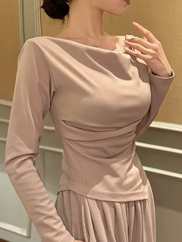 QUNG COORDINATE ITEM : ヨシンアンバランスドレープギャザーT