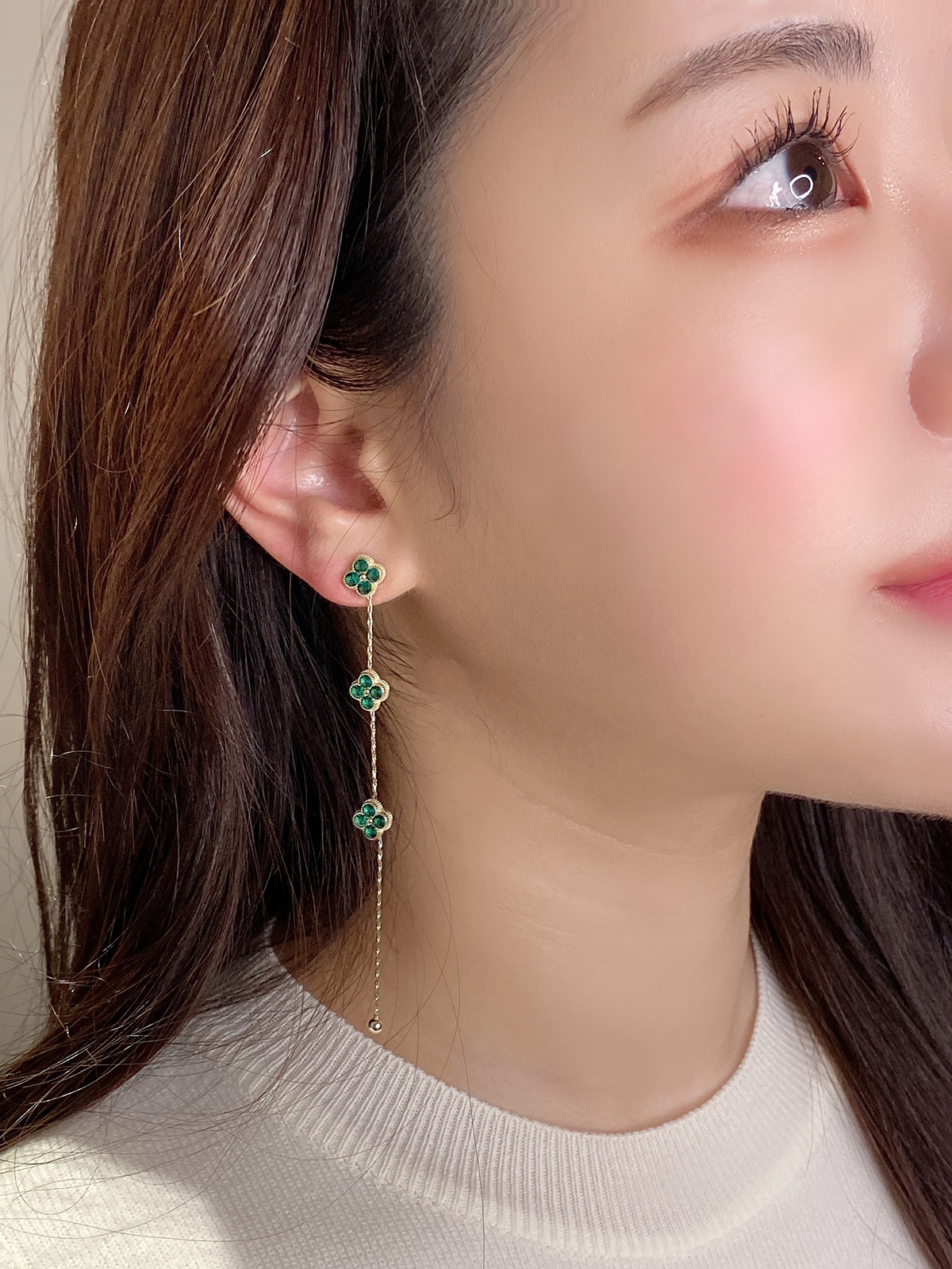 クン フラワーロングピアス