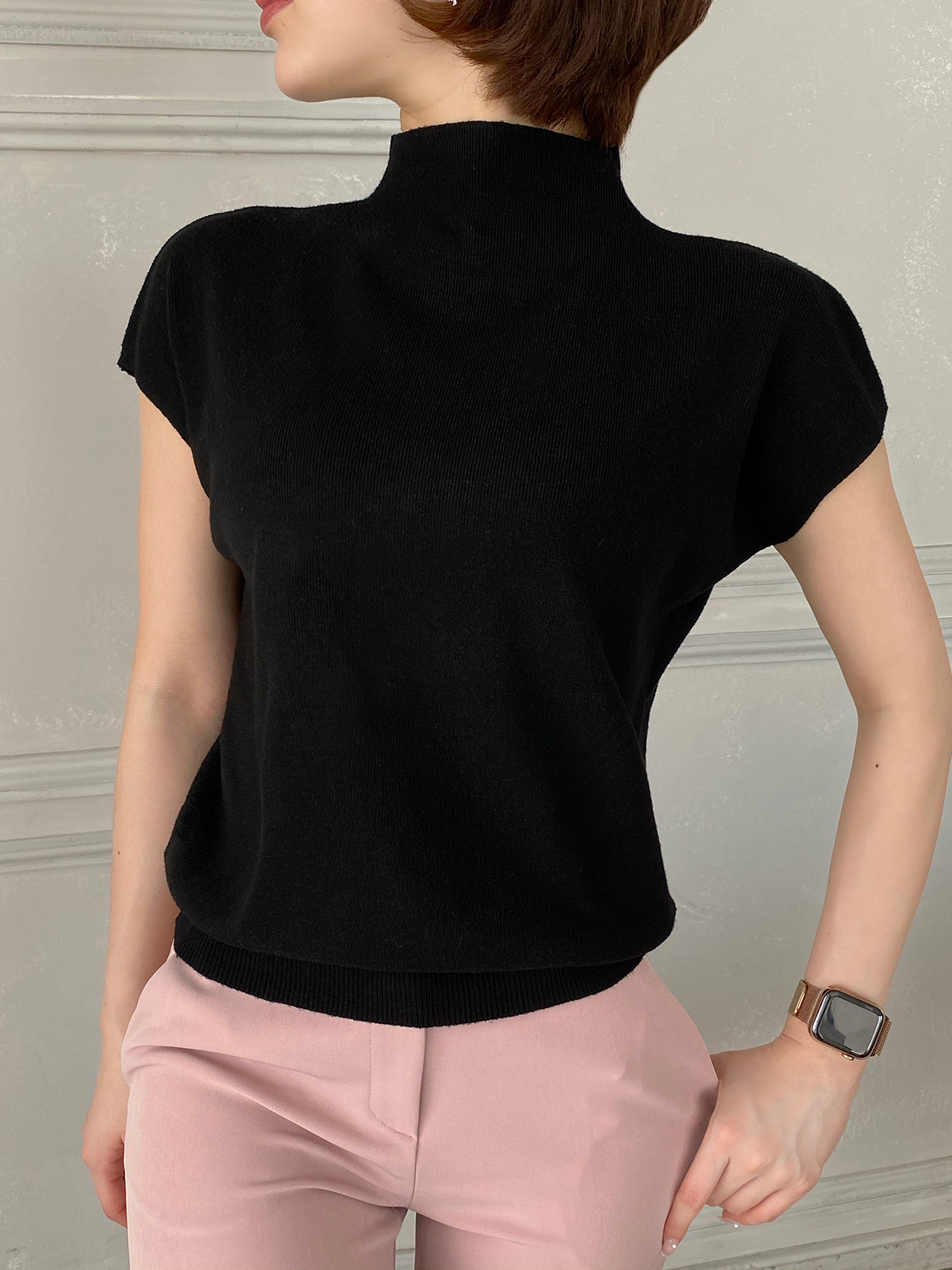 クン Queen French sleeve top カラー:ブラック