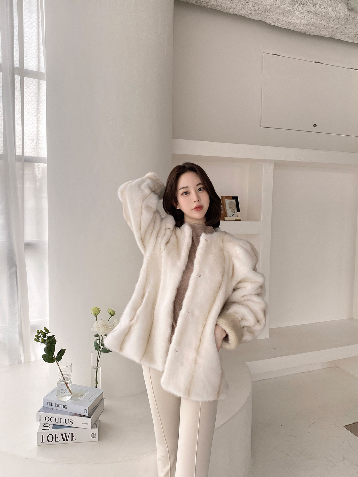 round neck eco fur coat QUNGファー コート クン round neck mink eco fur coat カラー: