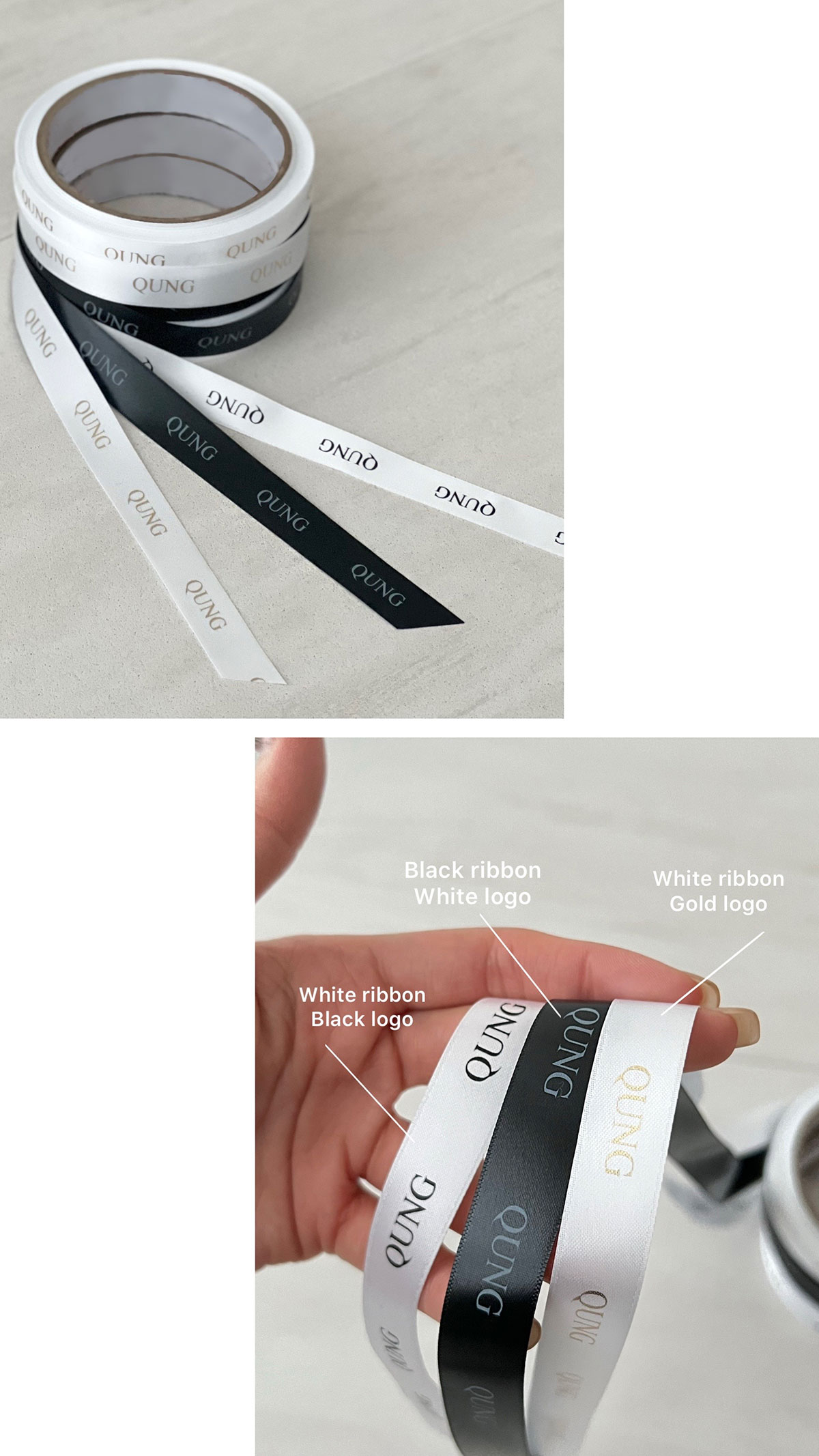 クン ギフトラッピングセット カラー:ブラックリボンxホワイトロゴ、ホワイトリボンxブラックロゴ、ホワイトリボンxゴールドロゴ