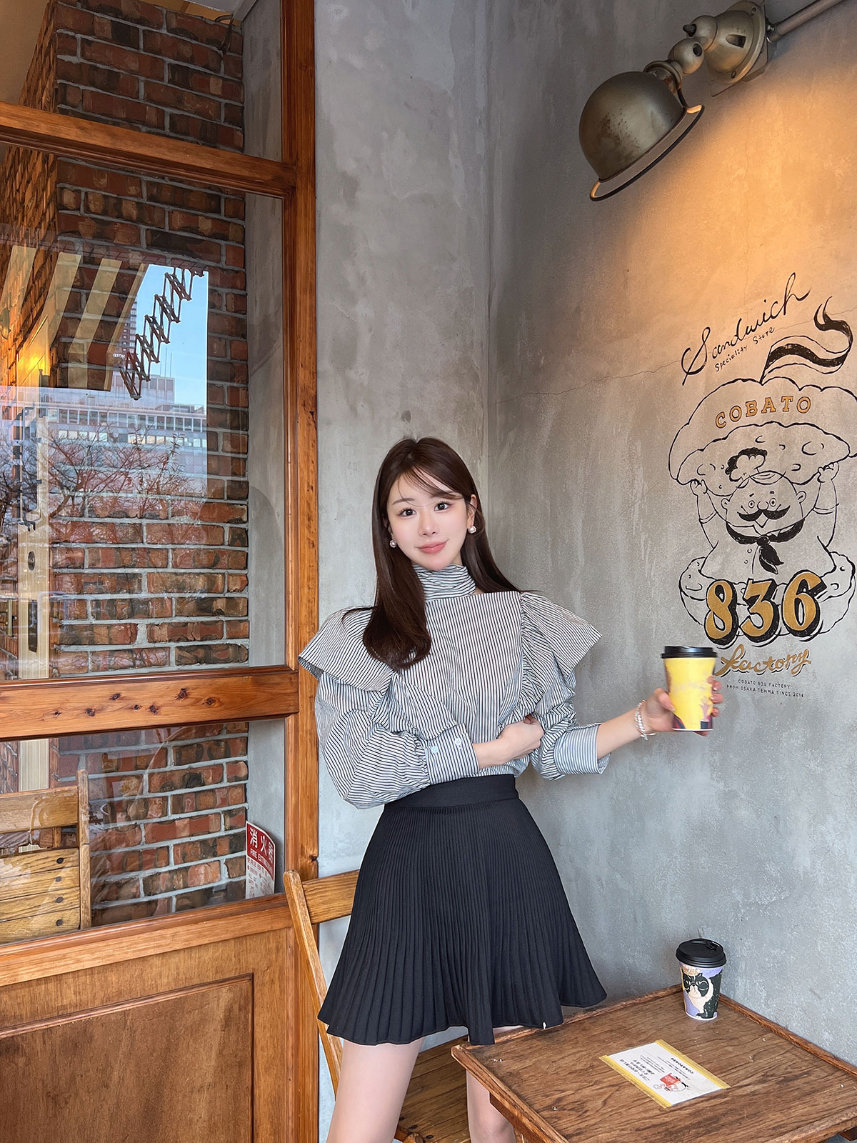 クン ストライプフリンジアモールブラウス カラー: