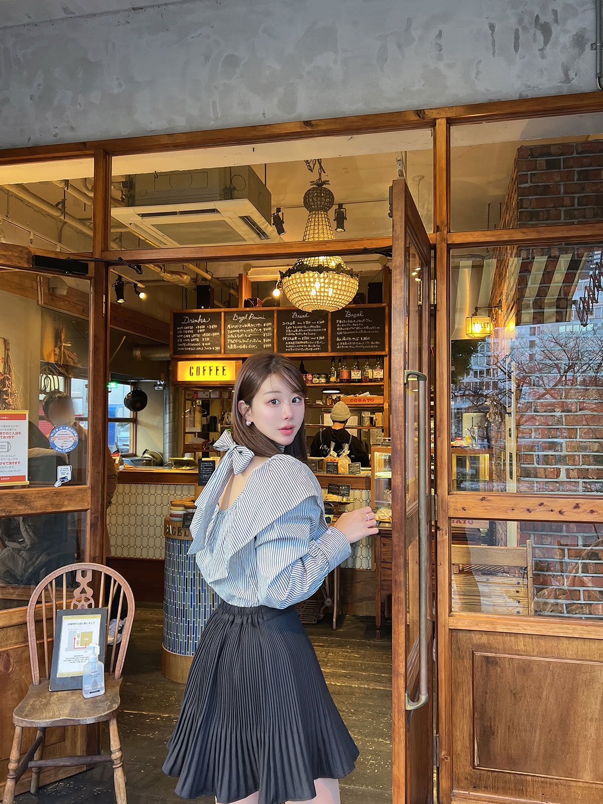 クン ストライプフリンジアモールブラウス カラー: