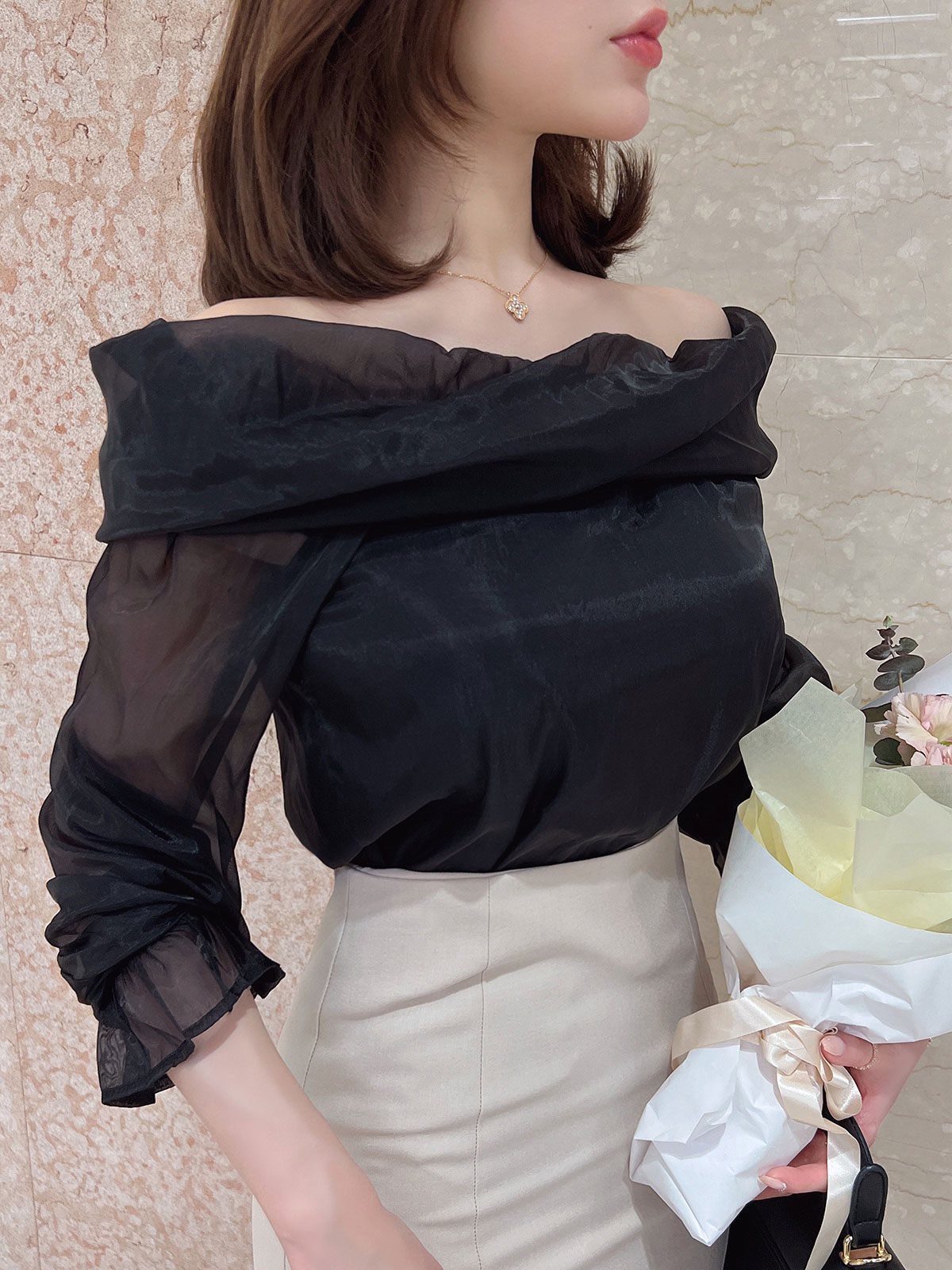 クン メレンゲシフォンブラウス カラー:
