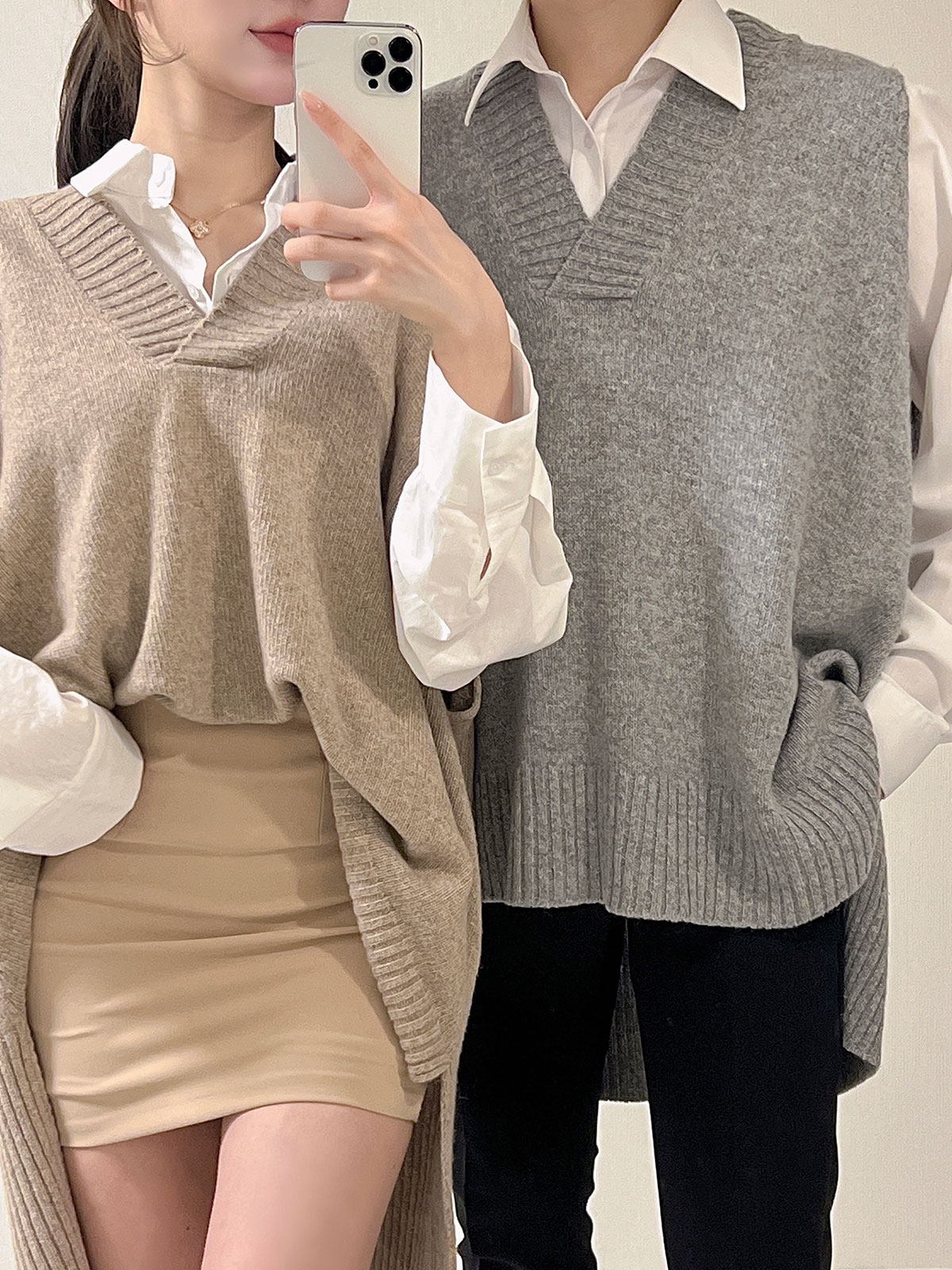 クン ユニセックスオーバーニットベスト カラー: