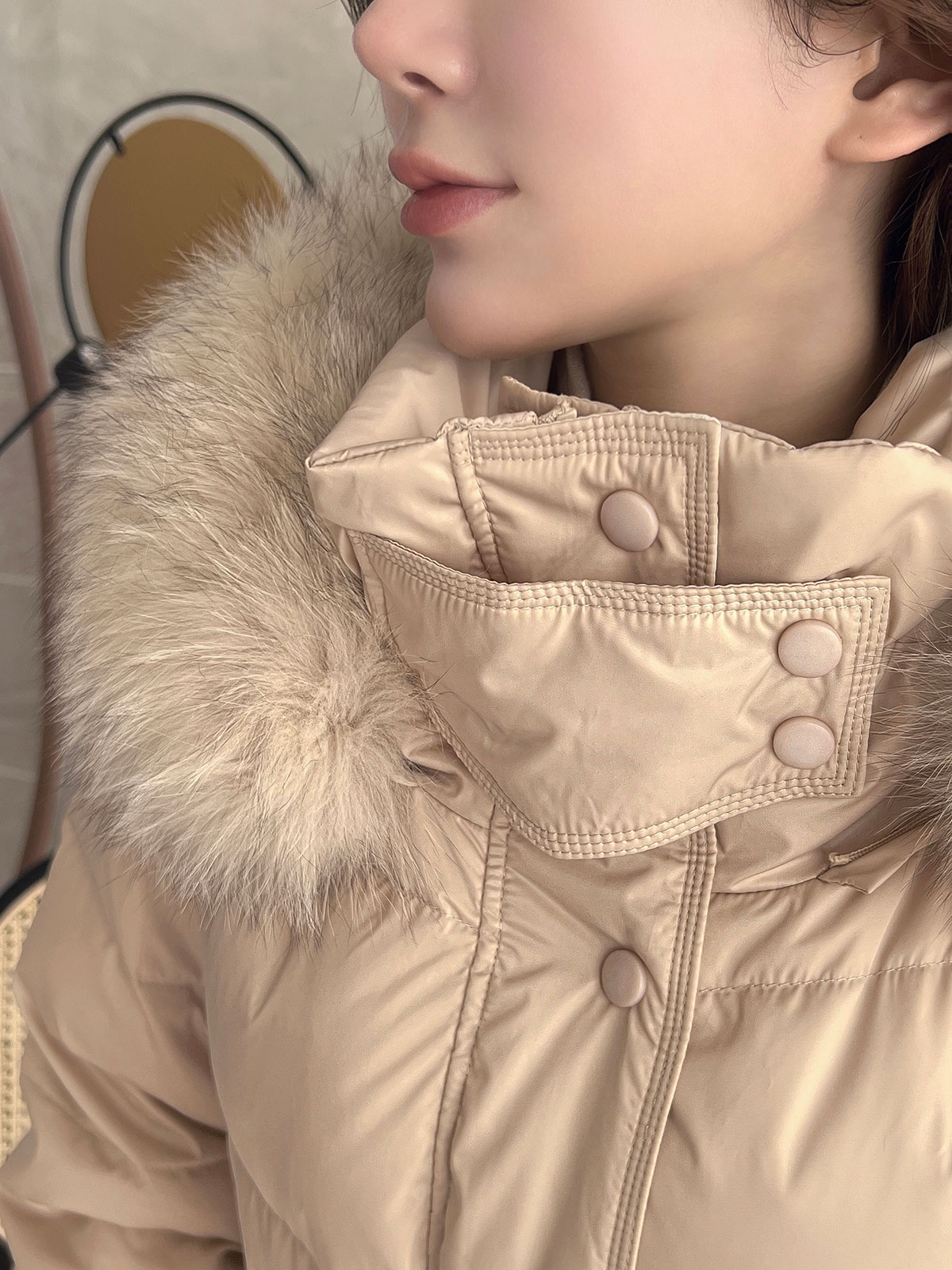 クン アクセントカラーサガファーロングダウンコート