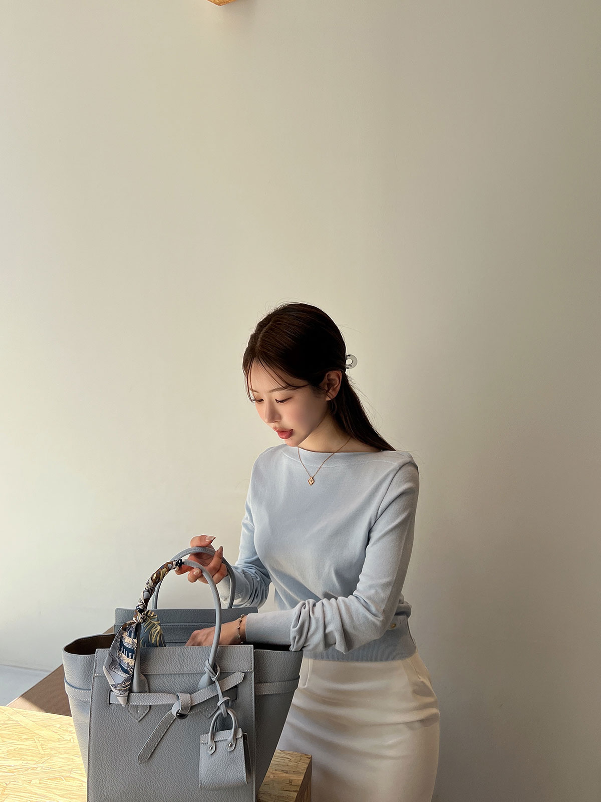 クン 3wayハビングプティレザーbag カラー:ブラック、トープ、アイボリー、レンガ、パステルブルー