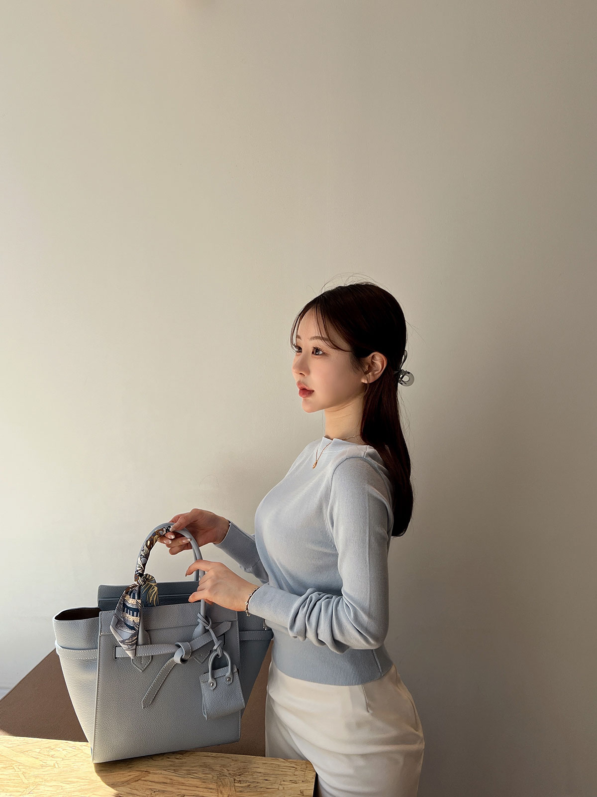 クン 3wayハビングプティレザーbag カラー:ブラック、トープ、アイボリー、レンガ、パステルブルー