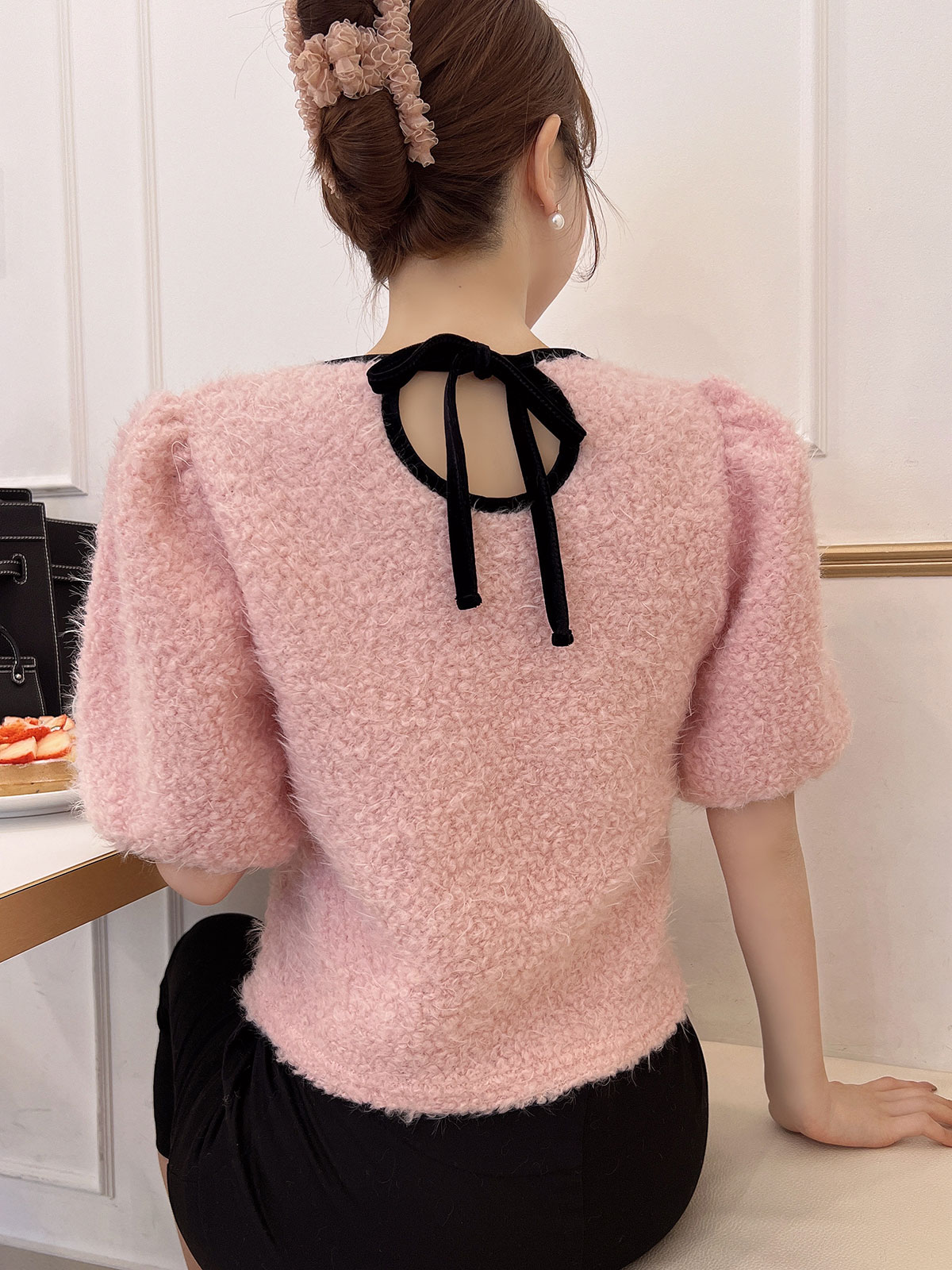 クン 羊さんカーリーknit カラー:ストロベリーミルク