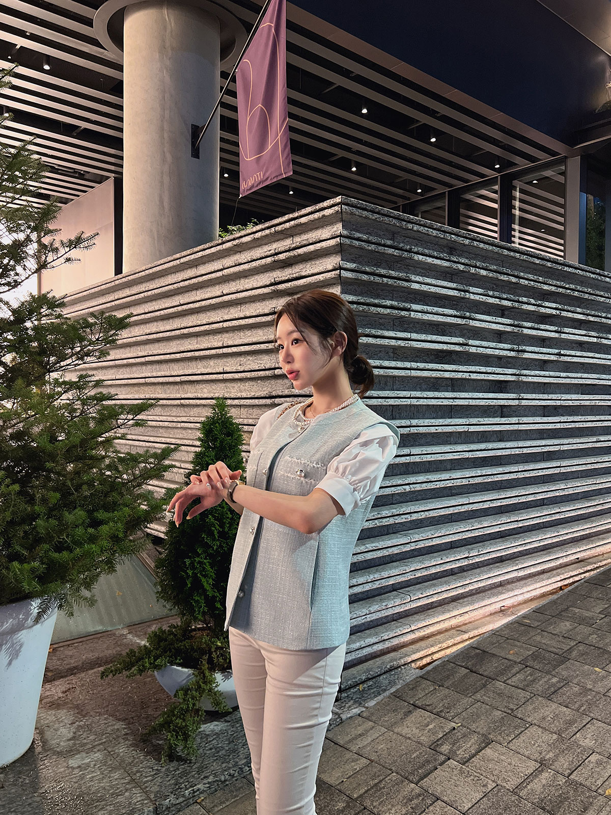 クン twinkleツイードジレ カラー:アイボリー、ミント