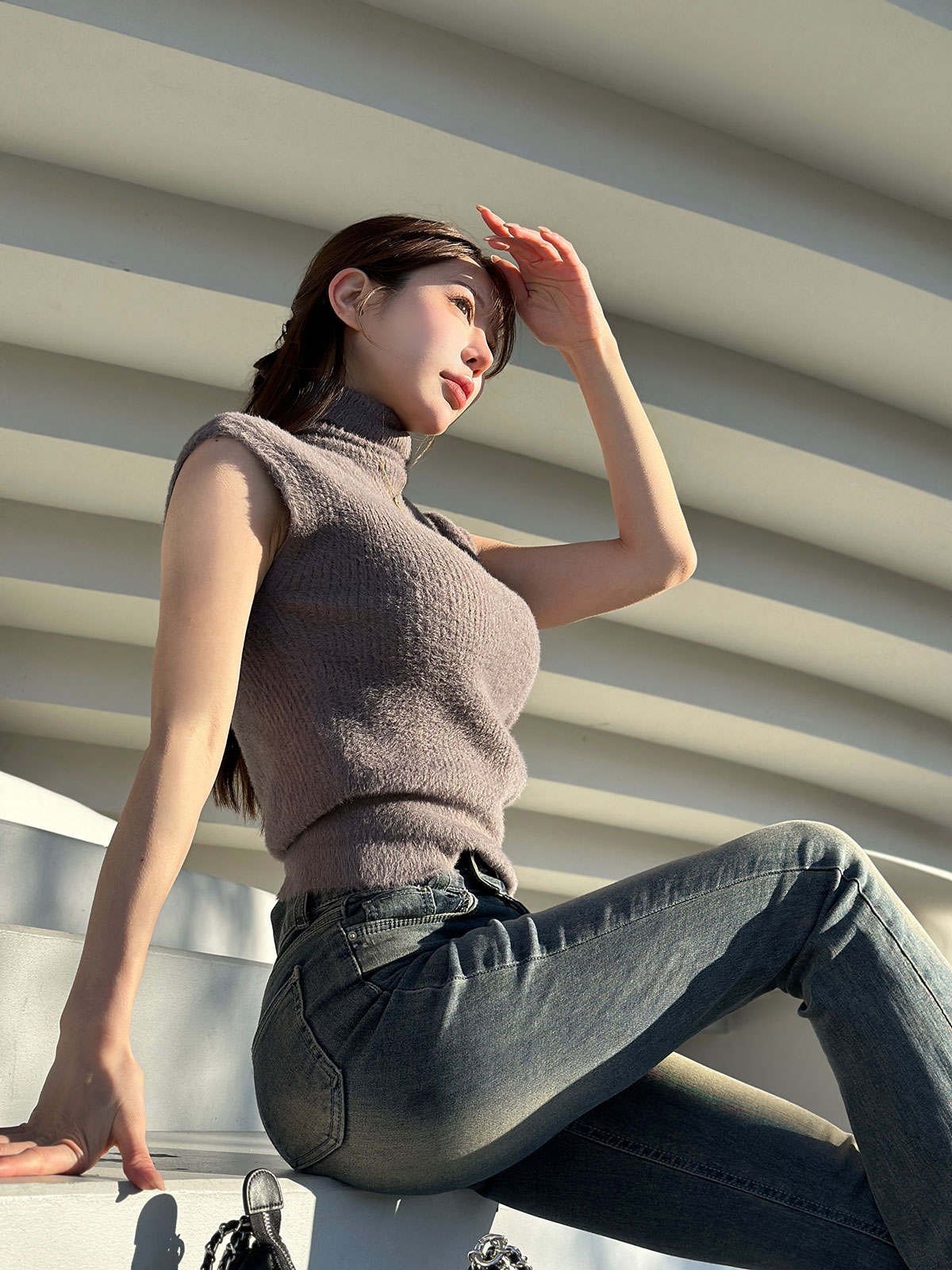クン フラッフィーテディーフレンチスリーブknit カラー: