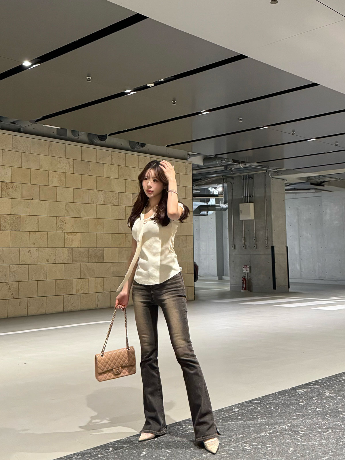 クン GOODLADYボウタイtop カラー:ブラック、アイボリー、ライトグレー、スカイブルー