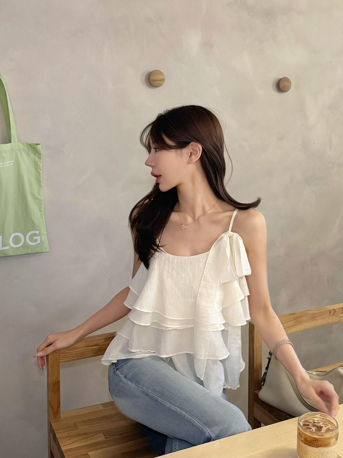 クン sugarシフォンレイヤーキャミtop カラー:ブラック、アイボリー、ラベンダー