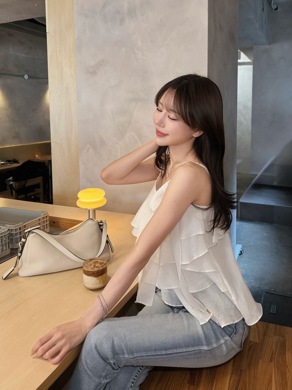 クン sugarシフォンレイヤーキャミtop カラー:ブラック、アイボリー、ラベンダー