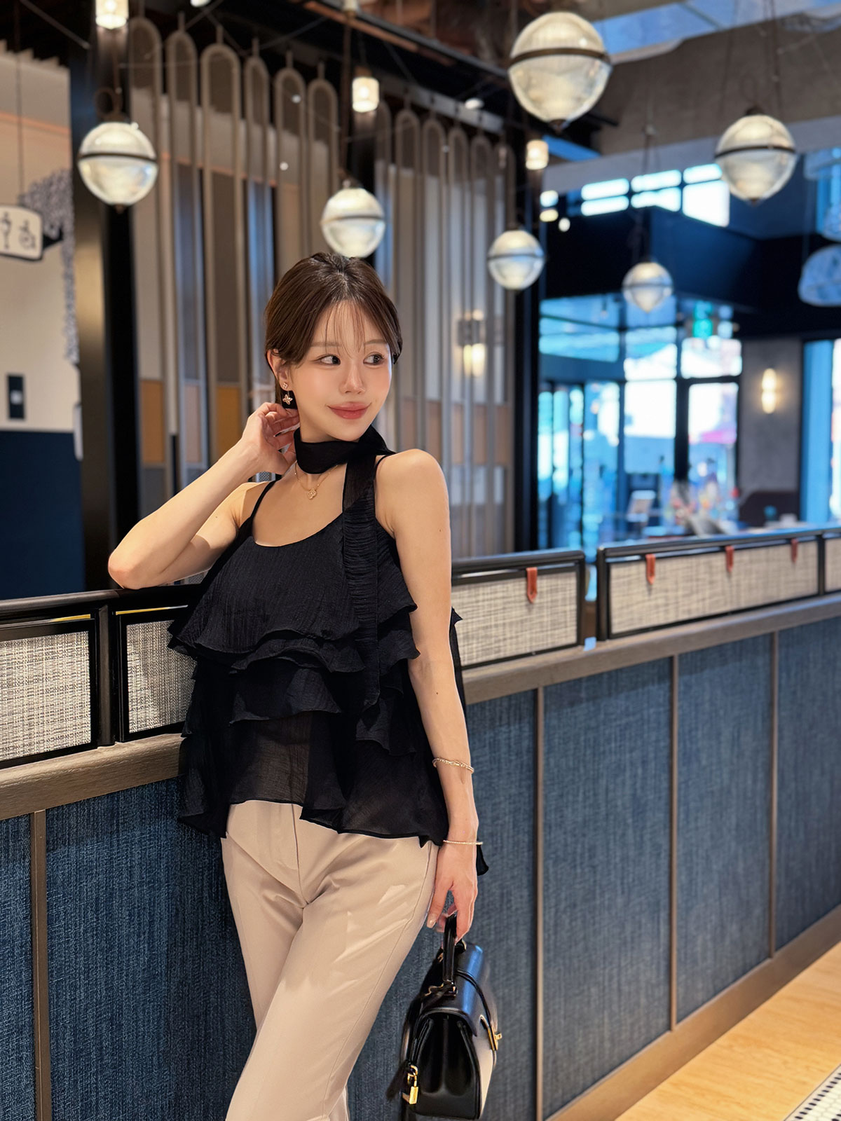 クン sugarシフォンレイヤーキャミtop カラー:ブラック、アイボリー、ラベンダー