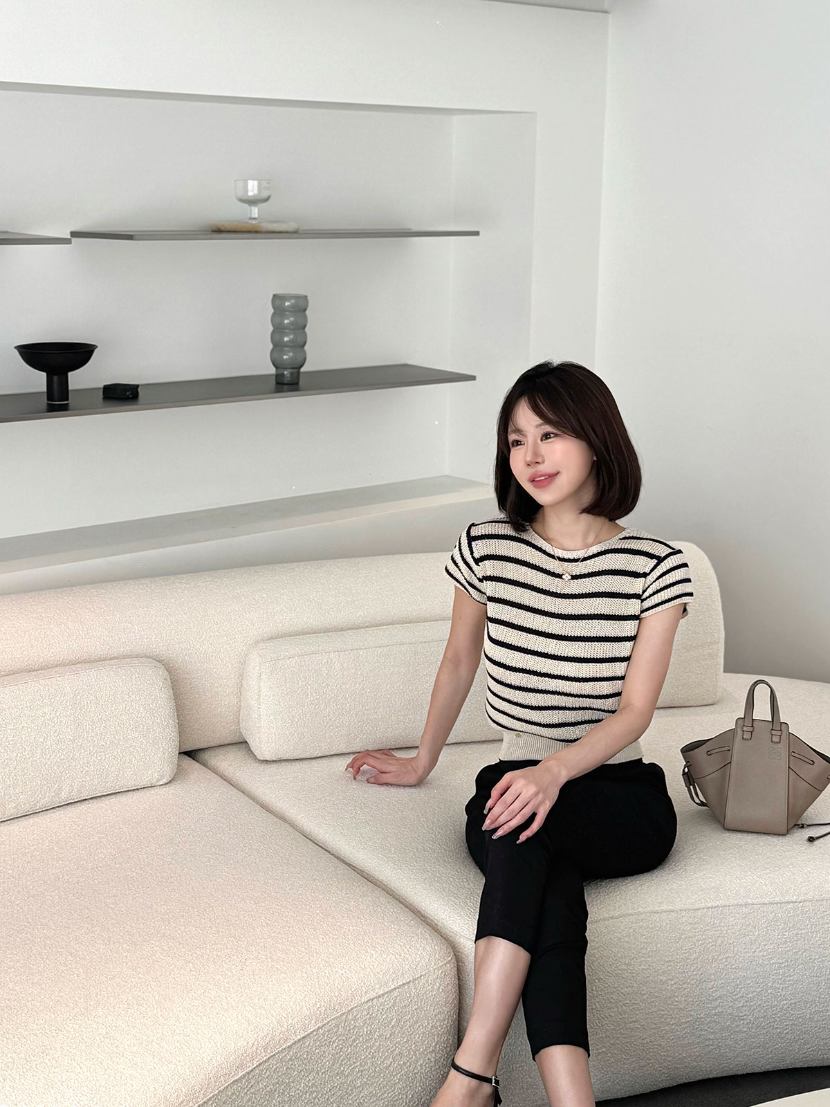 クン lowゲージマリンknit カラー:アイボリーボーダー、ネイビーボーダー