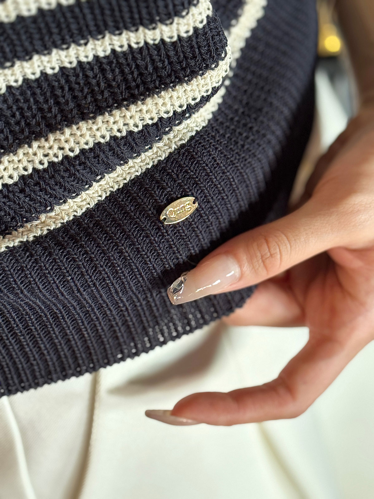 クン lowゲージマリンknit カラー:アイボリーボーダー、ネイビーボーダー