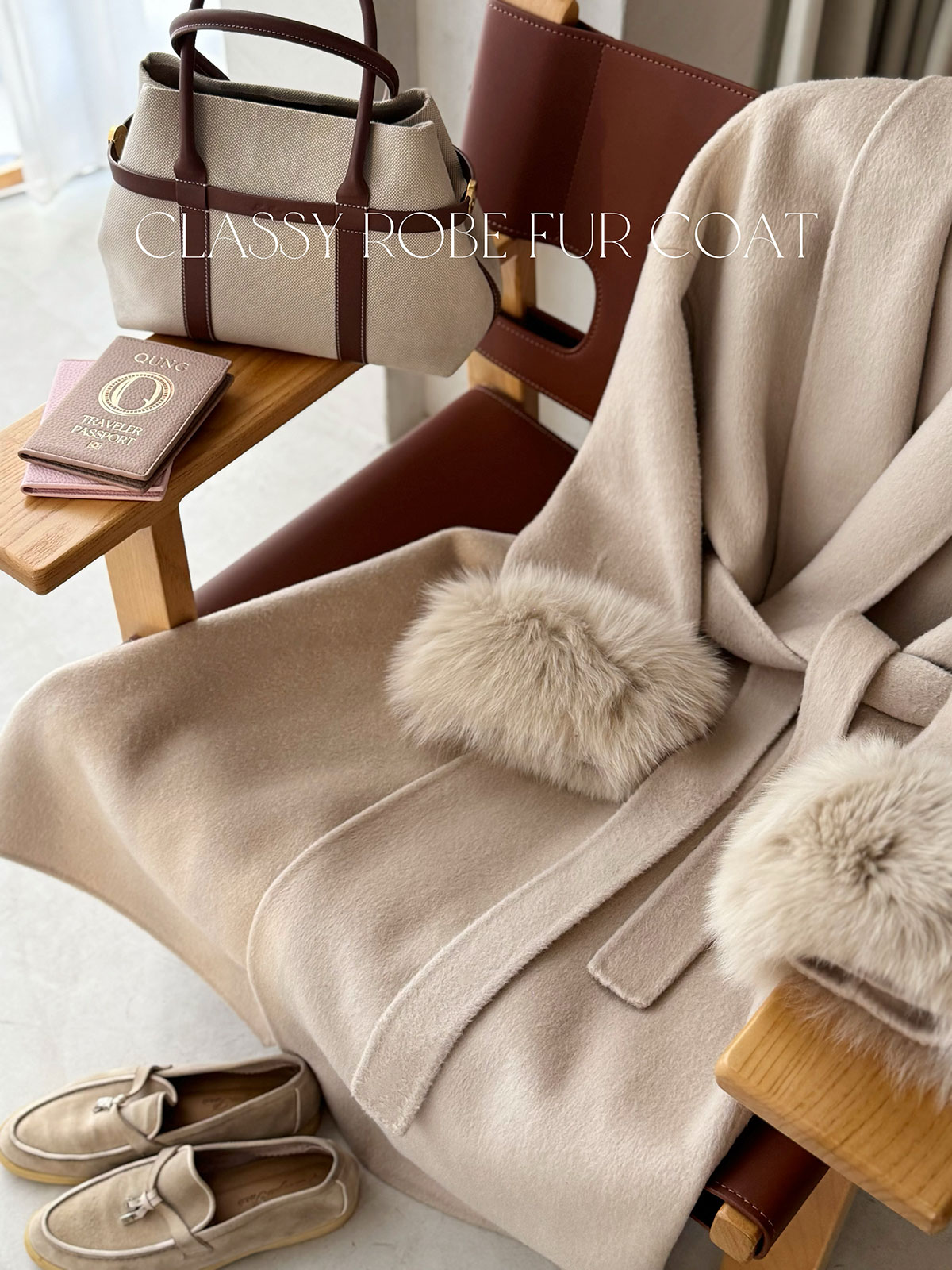 クン Classyローブファーcoat カラー:クリームアイボリー、ベージュ