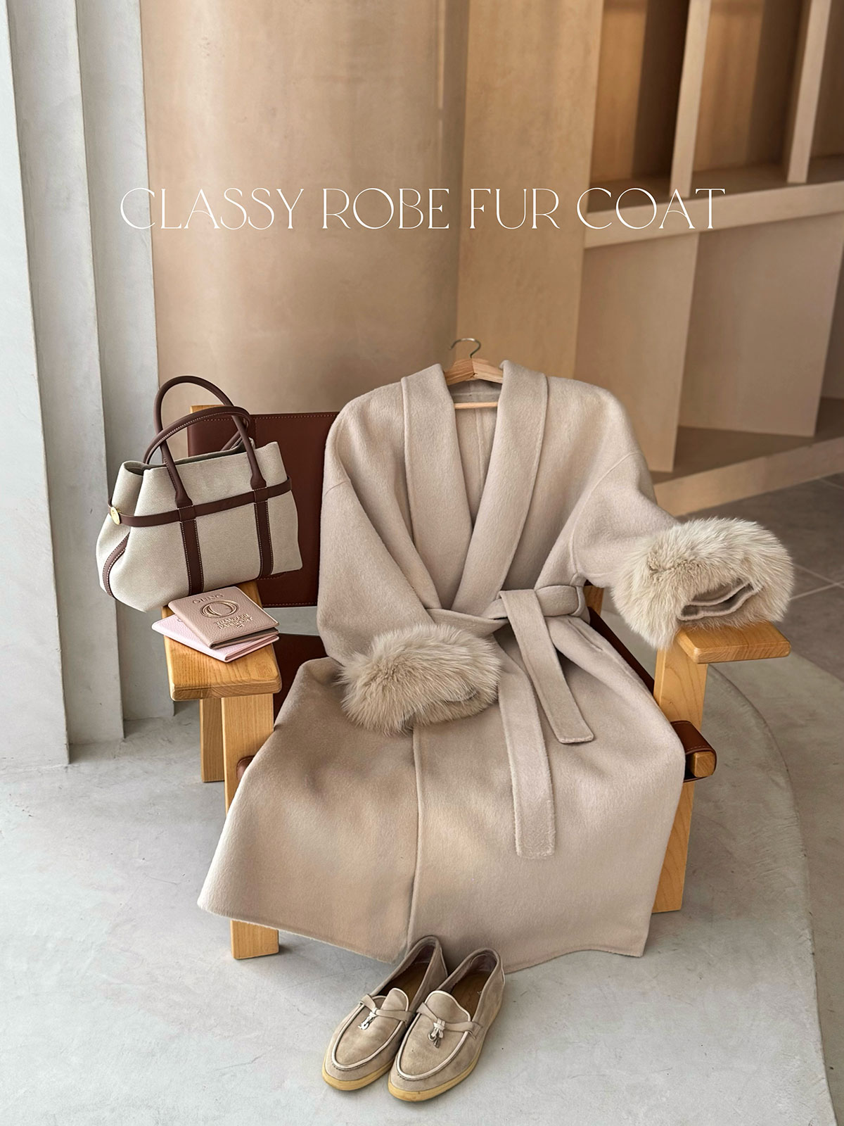 クン Classyローブファーcoat カラー:クリームアイボリー、ベージュ