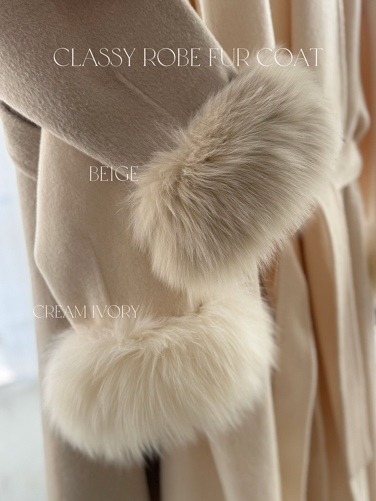 クン Classyローブファーcoat カラー:クリームアイボリー、ベージュ