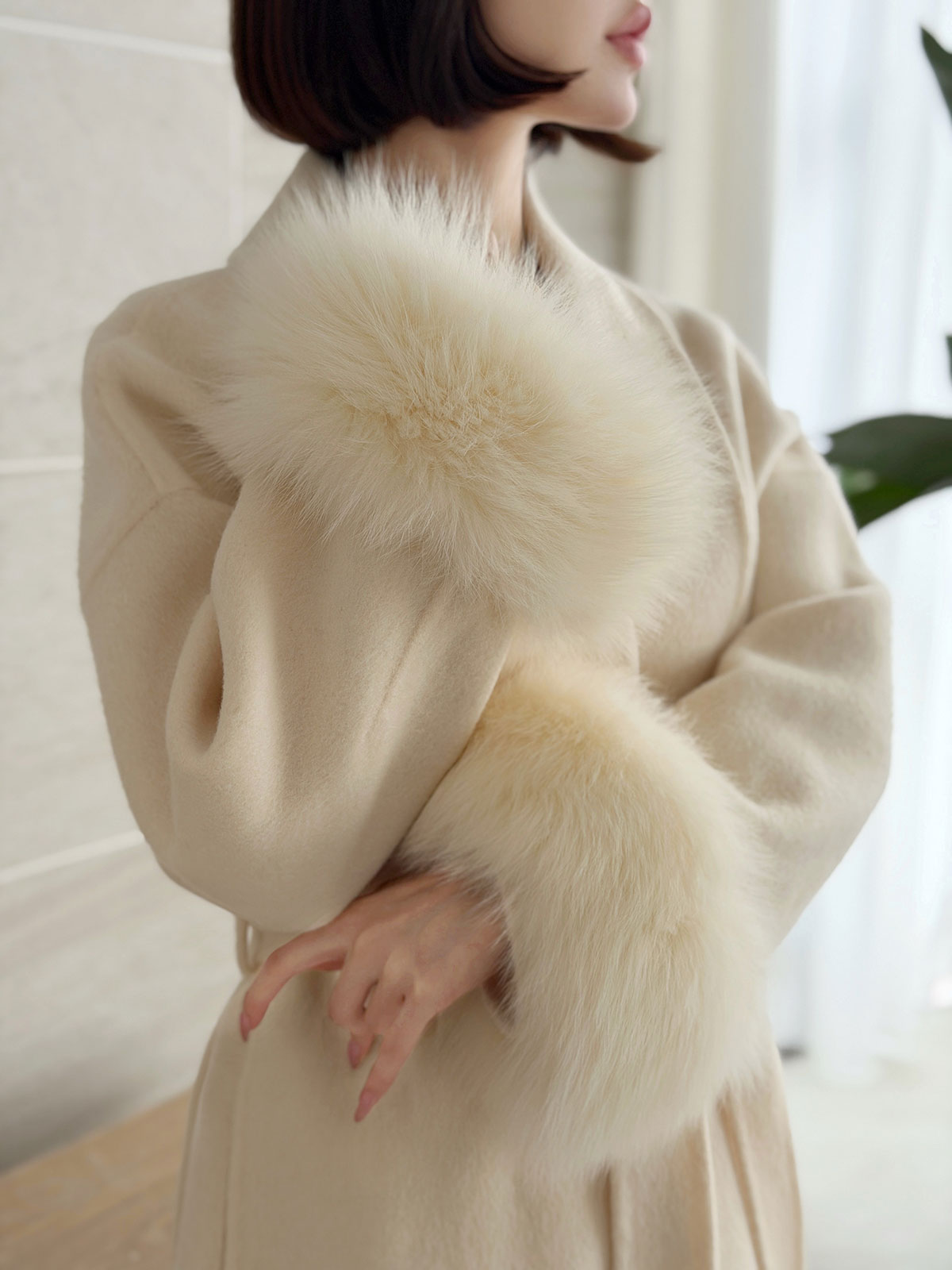 クン Classyローブファーcoat カラー:クリームアイボリー、ベージュ