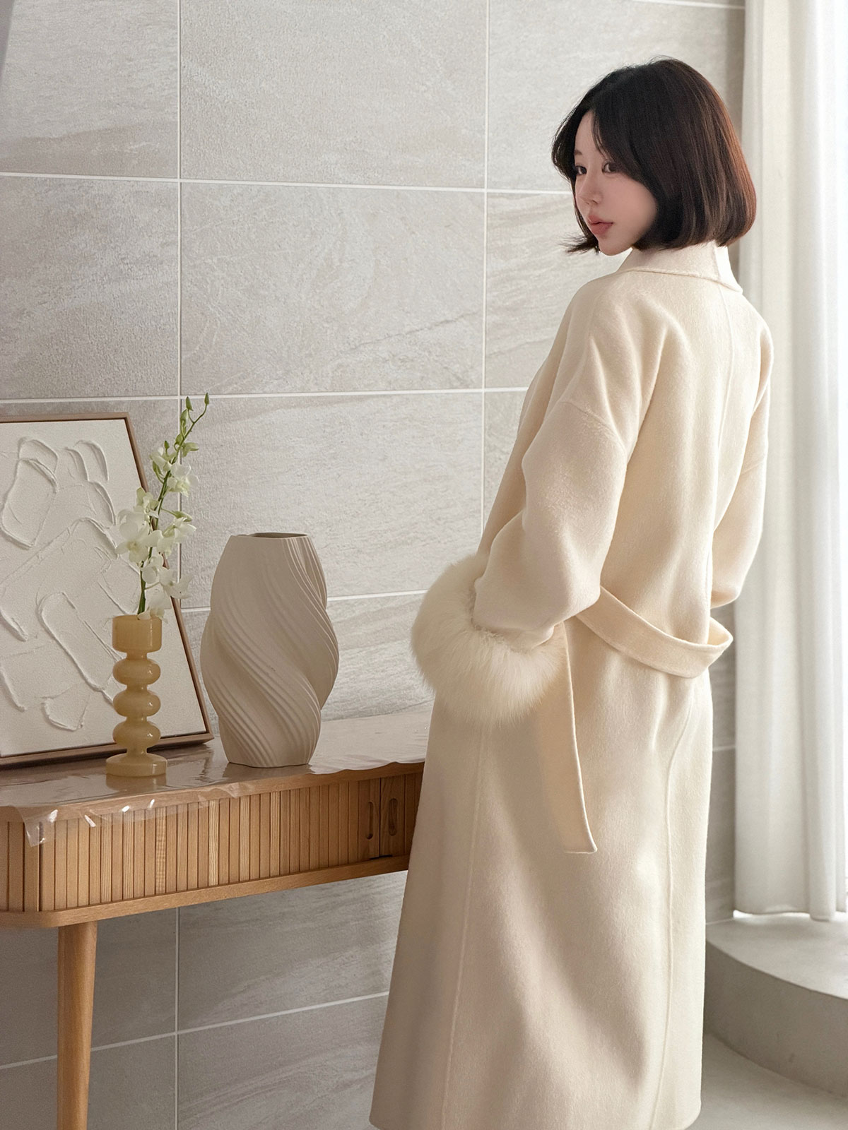 クン Classyローブファーcoat カラー:クリームアイボリー、ベージュ