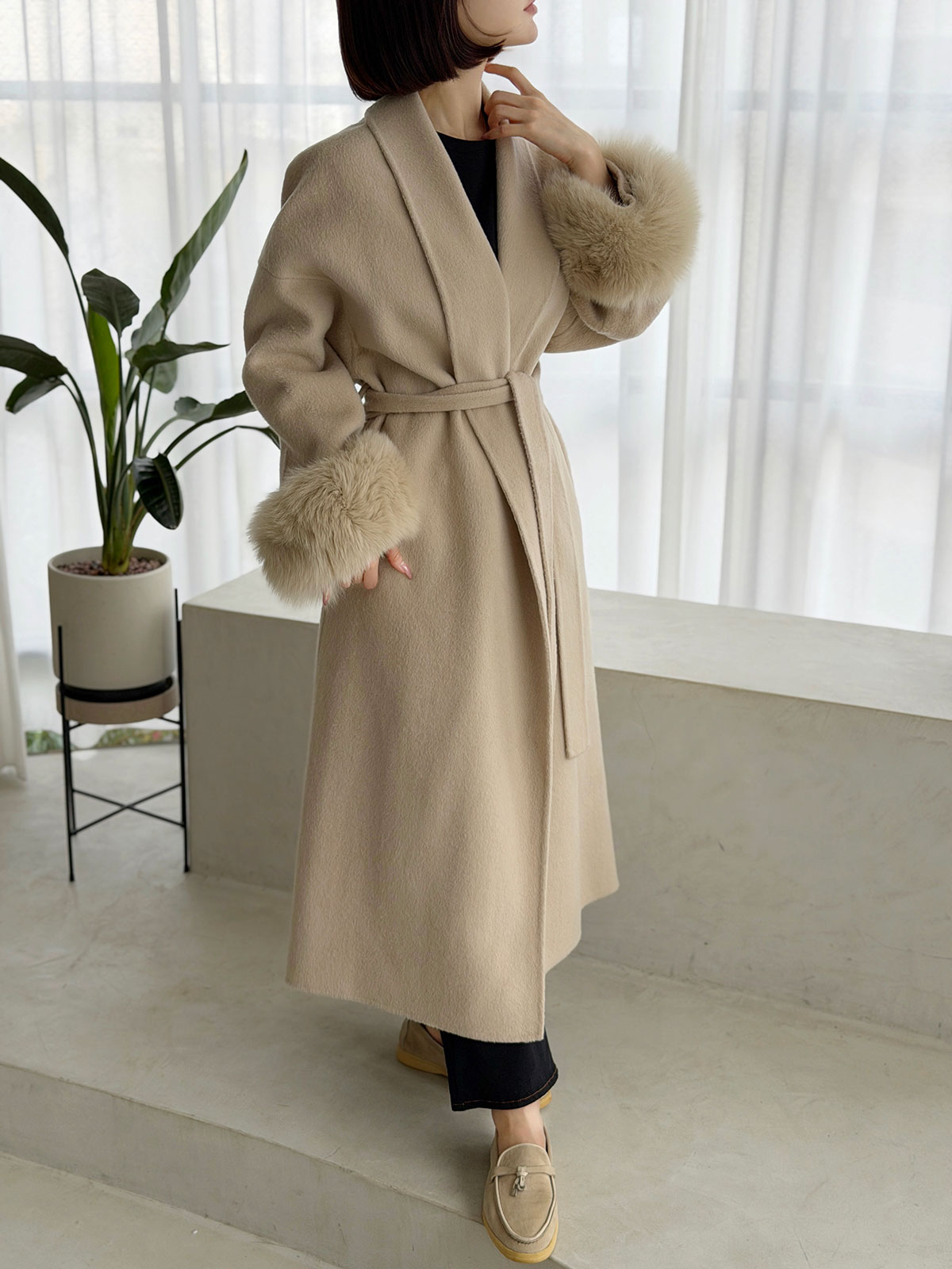 クン Classyローブファーcoat カラー:クリームアイボリー、ベージュ