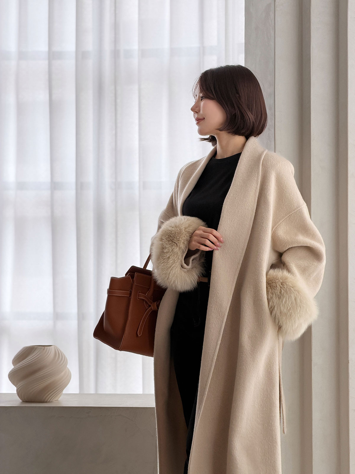 クン Classyローブファーcoat カラー:クリームアイボリー、ベージュ