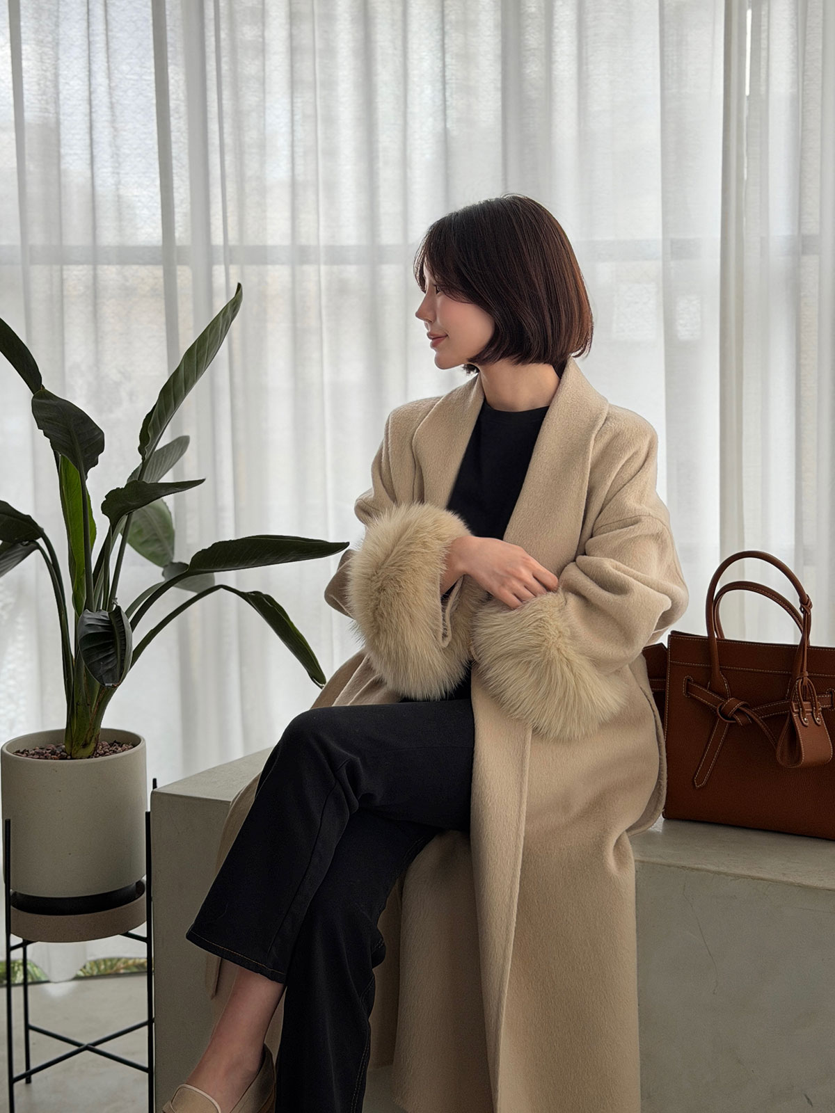 クン Classyローブファーcoat カラー:クリームアイボリー、ベージュ