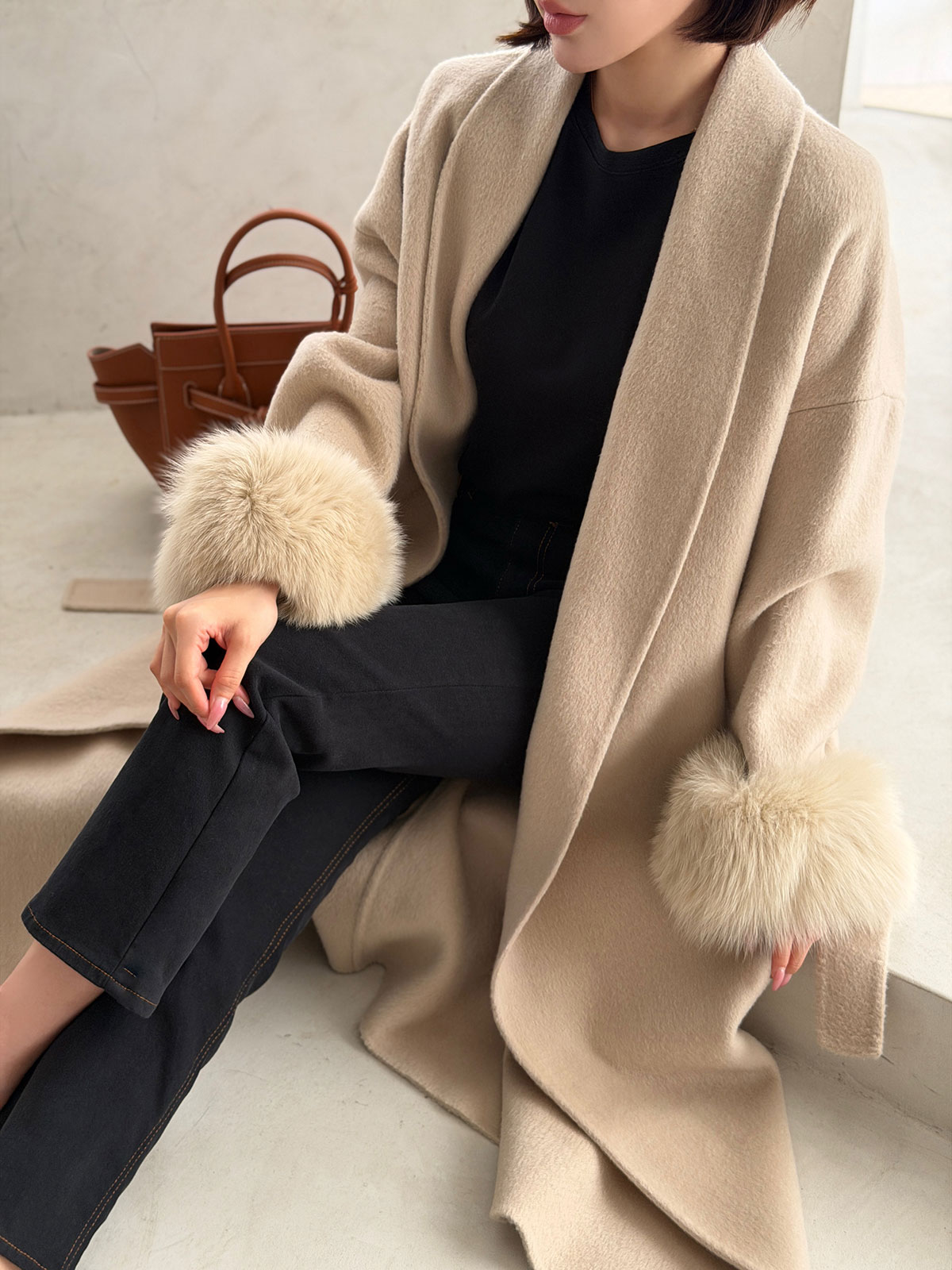 クン Classyローブファーcoat カラー:クリームアイボリー、ベージュ