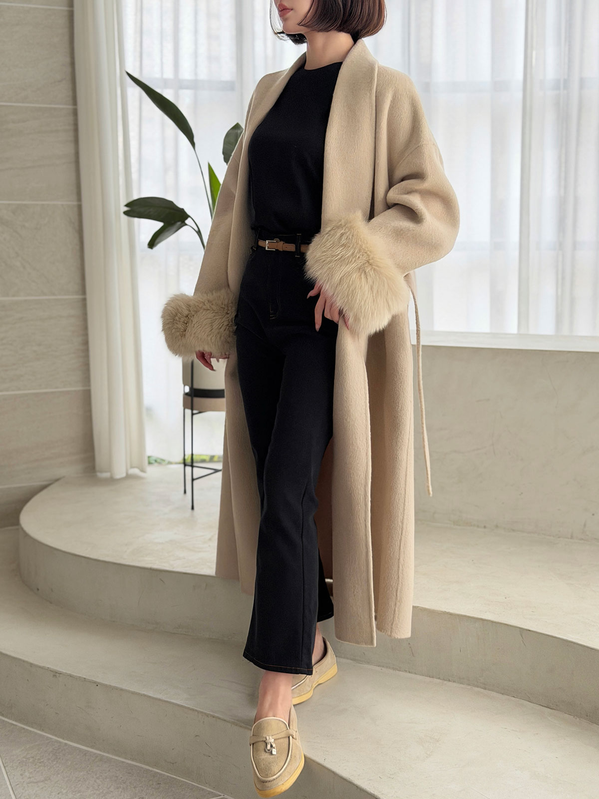 クン Classyローブファーcoat カラー:クリームアイボリー、ベージュ