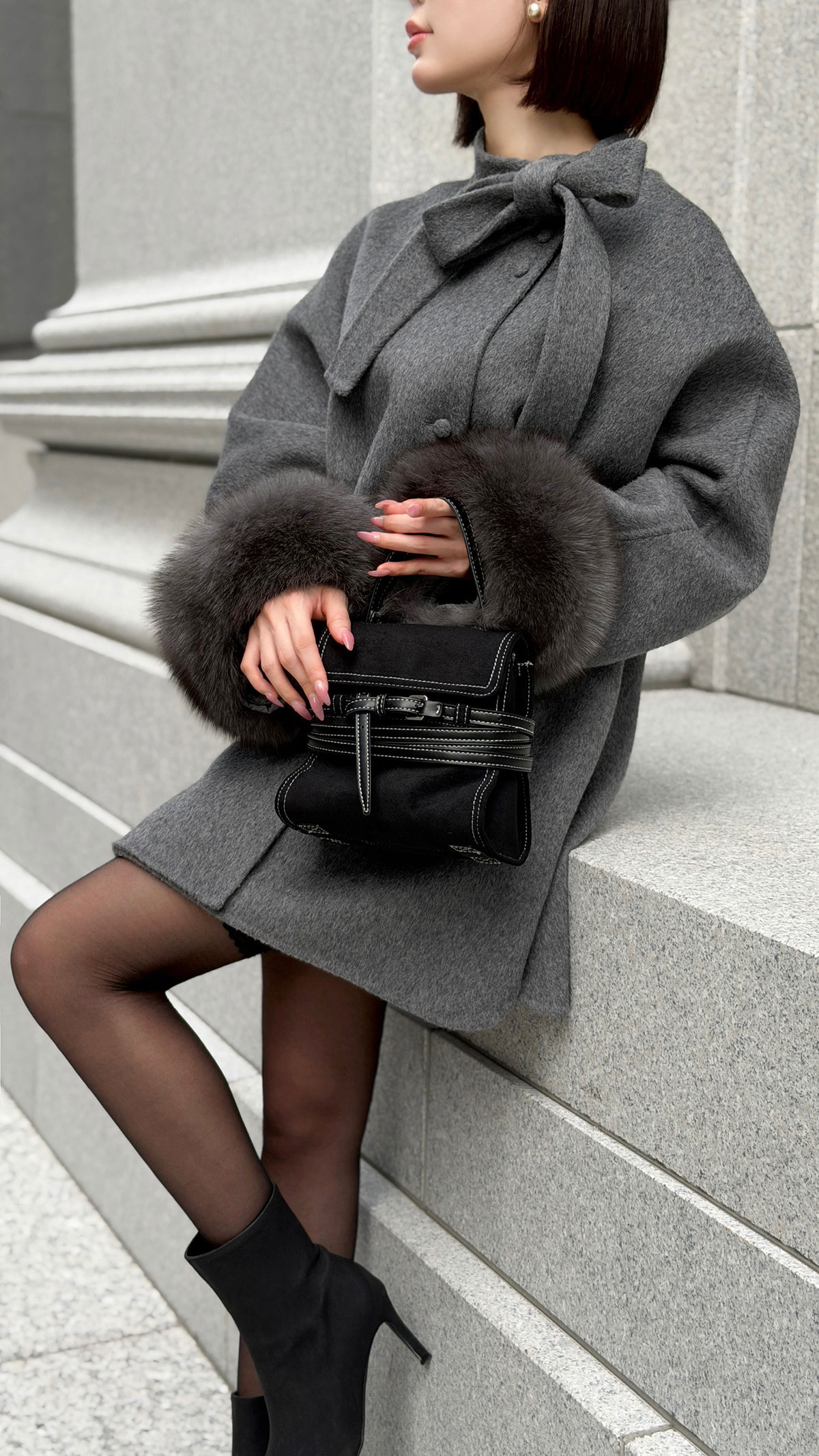 クン スキニーポインテッドトゥショートブーツ カラー:レザーブラック、マットベージュ、マットブラック