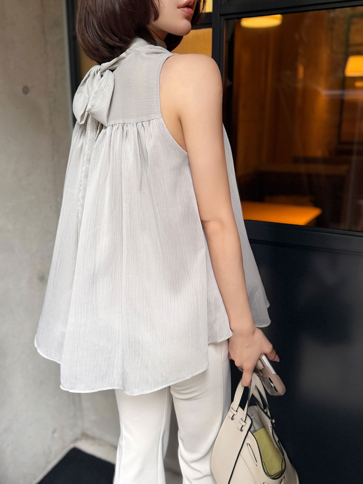 ���� �٥��set���ե���sleeveless�֥饦�� ���顼:�֥�å����ۥ磻�ȡ��ߥ��ȥ��졼