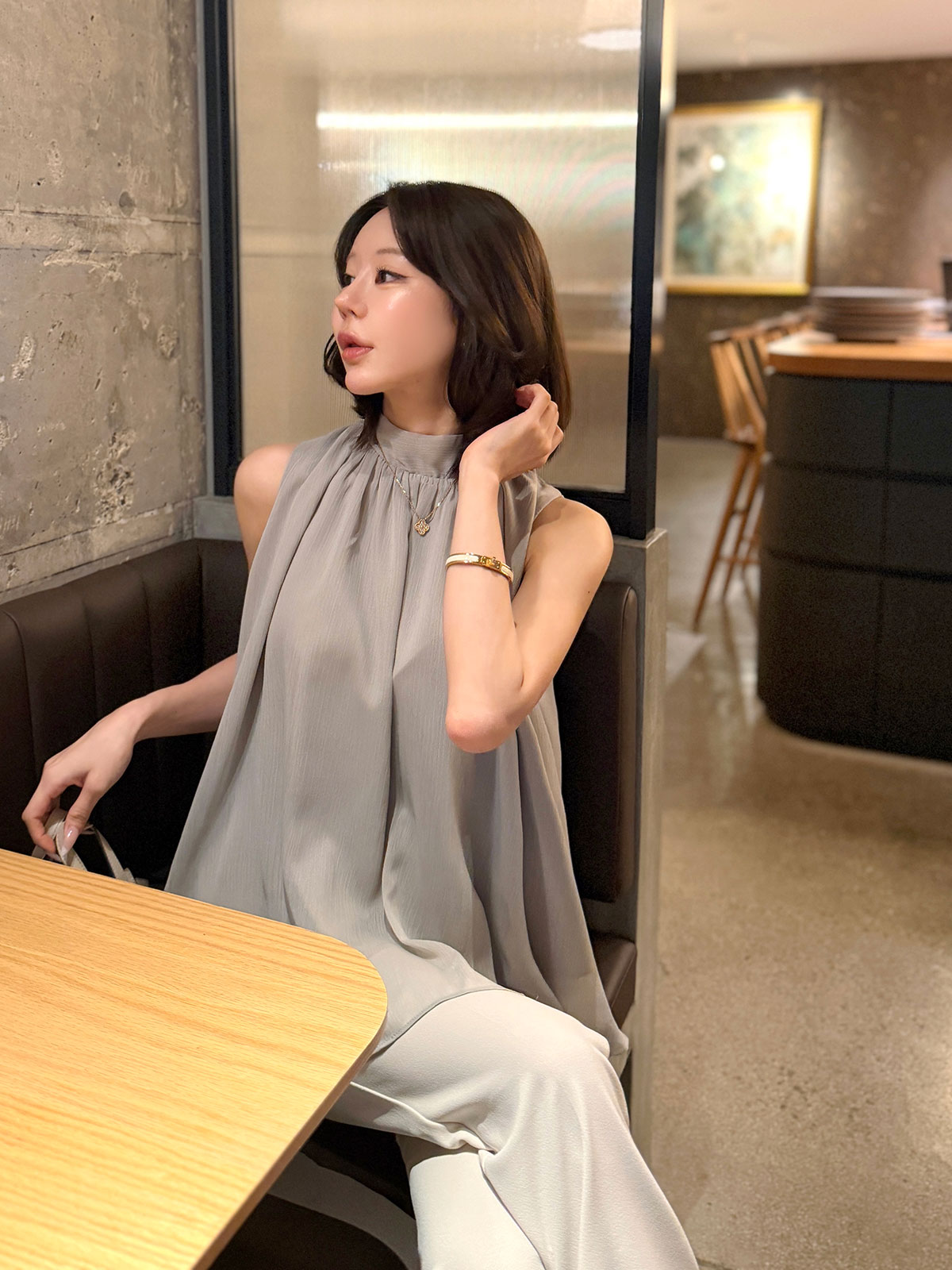 ���� �٥��set���ե���sleeveless�֥饦�� ���顼:�֥�å����ۥ磻�ȡ��ߥ��ȥ��졼