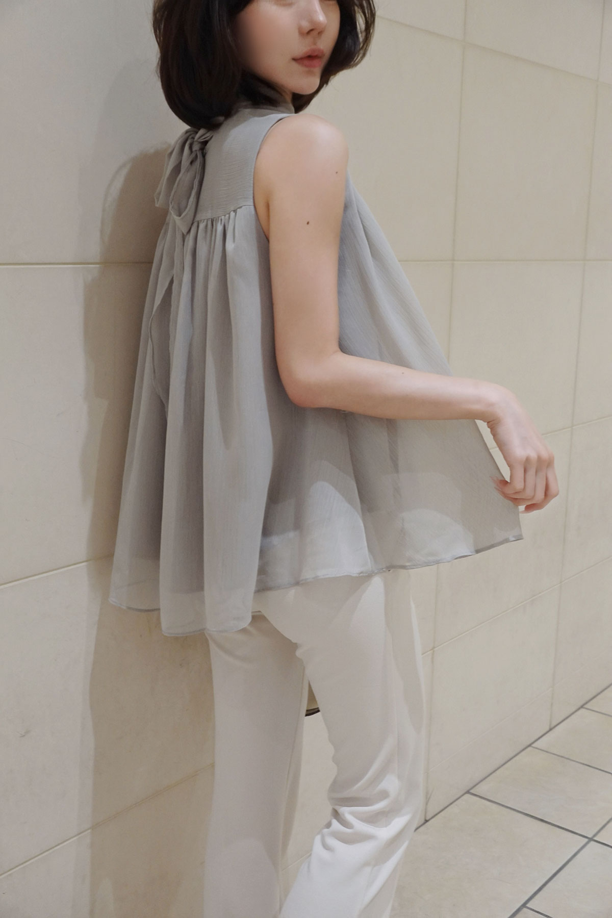 ���� �٥��set���ե���sleeveless�֥饦�� ���顼:�֥�å����ۥ磻�ȡ��ߥ��ȥ��졼