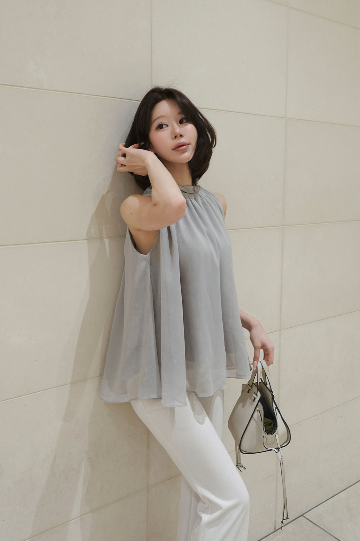 ���� �٥��set���ե���sleeveless�֥饦�� ���顼:�֥�å����ۥ磻�ȡ��ߥ��ȥ��졼