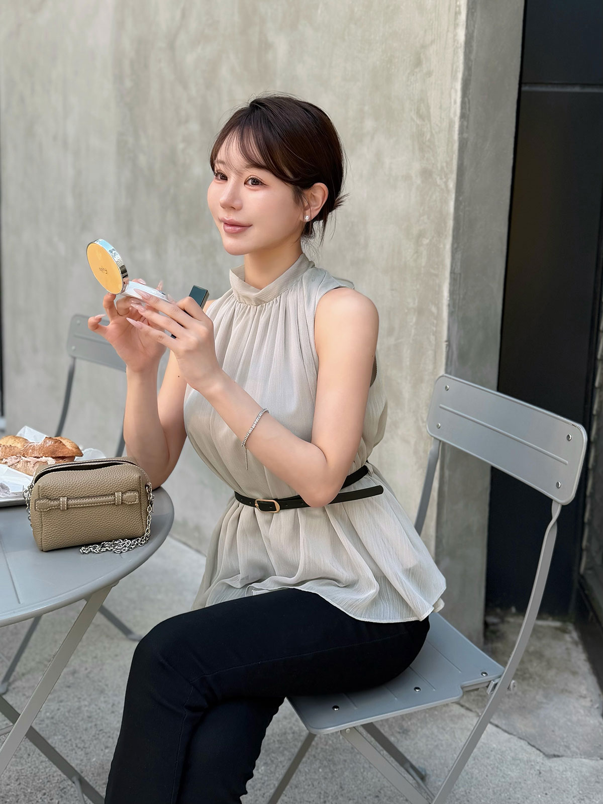 ���� �٥��set���ե���sleeveless�֥饦�� ���顼:�֥�å����ۥ磻�ȡ��ߥ��ȥ��졼