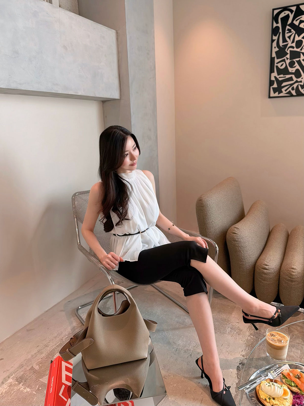 ���� �٥��set���ե���sleeveless�֥饦�� ���顼:�֥�å����ۥ磻�ȡ��ߥ��ȥ��졼