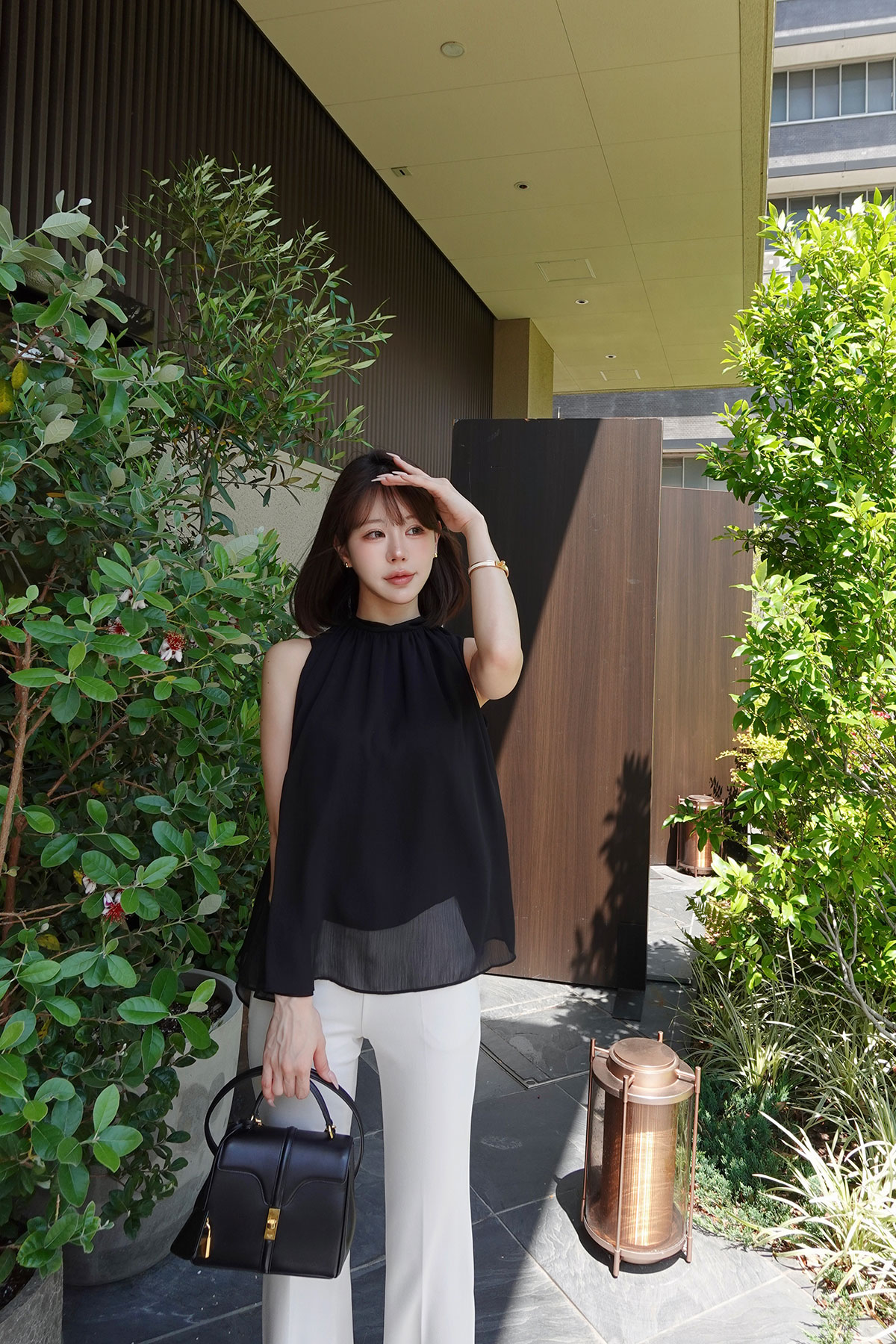 ���� �٥��set���ե���sleeveless�֥饦�� ���顼:�֥�å����ۥ磻�ȡ��ߥ��ȥ��졼