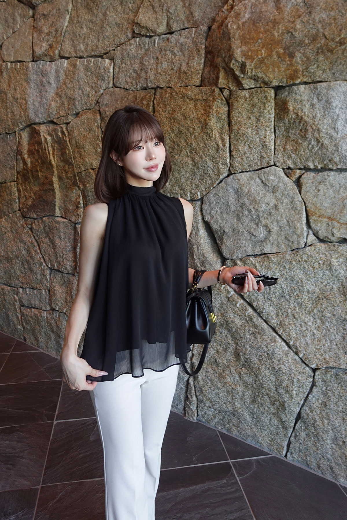 ���� �٥��set���ե���sleeveless�֥饦�� ���顼:�֥�å����ۥ磻�ȡ��ߥ��ȥ��졼