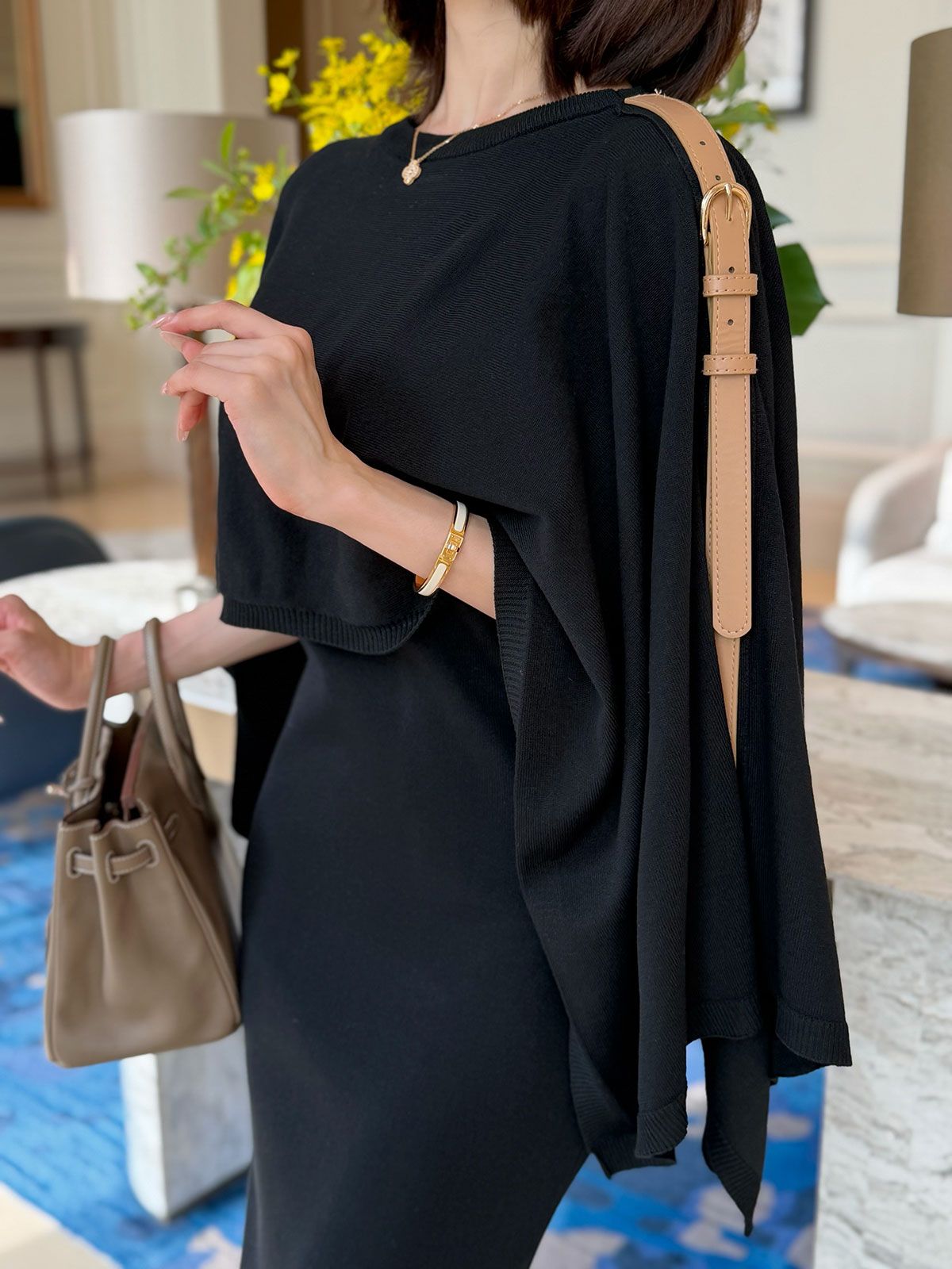 ���� Etoffe Belt Cape ops ���顼:�֥�å����饤�ȥ١�����