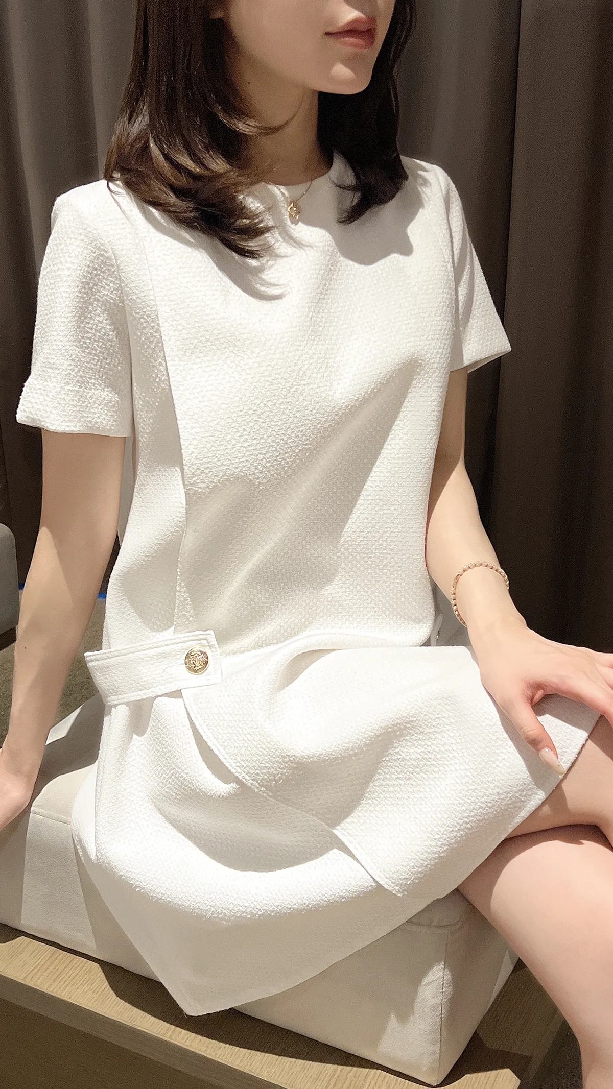 韓国ファッションセレクトショップ QUNG 1500円のイヤリング ベルエポックツイードワンピース qung ひざ丈ワンピース