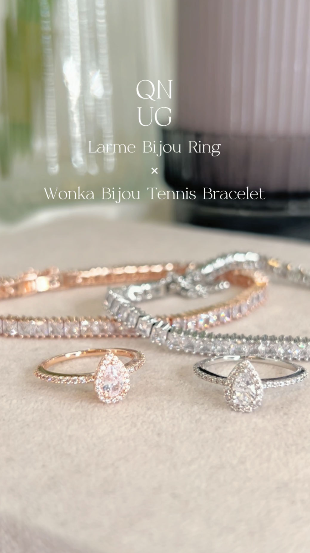 クン ウォンカビジューテニスブレス カラー:シルバー、ピンクゴールド