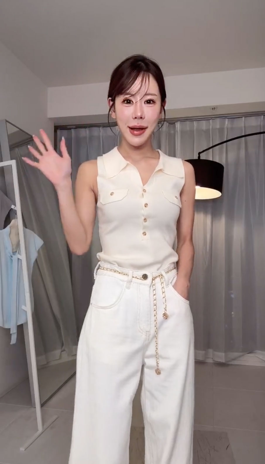 【新品未使用】 QUNG COCoチェーンバニラジャガードdenim Sサイズ 新品未使用】 QUNG COCoチェーンバニラジャガードdenim Sサイズ