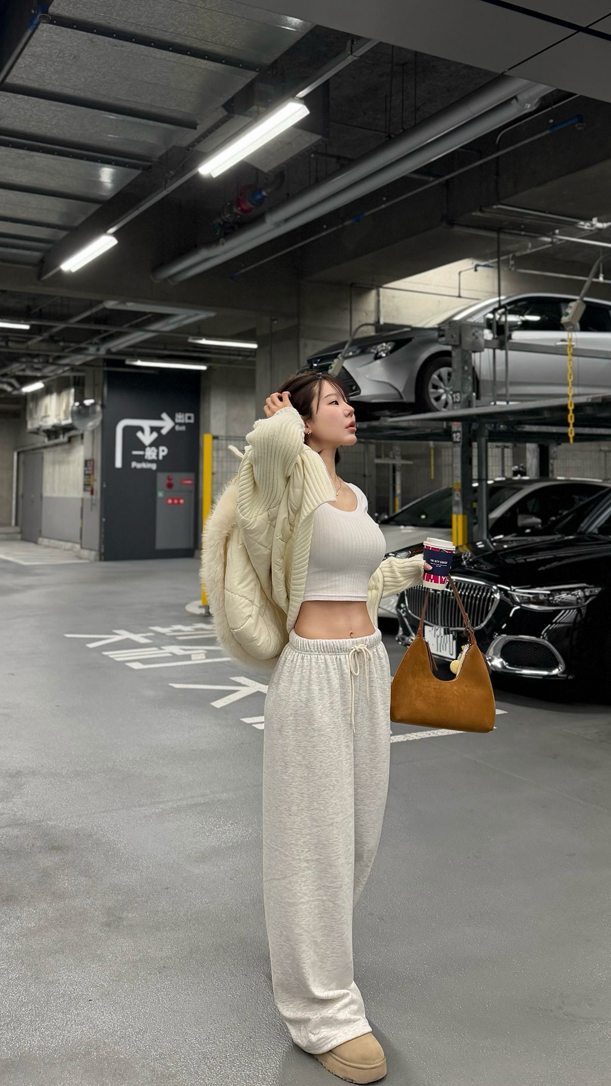 裏起毛ワイドソフトpants カラー: ブラック、アイボリー、ライトヘザーグレー、オートミール