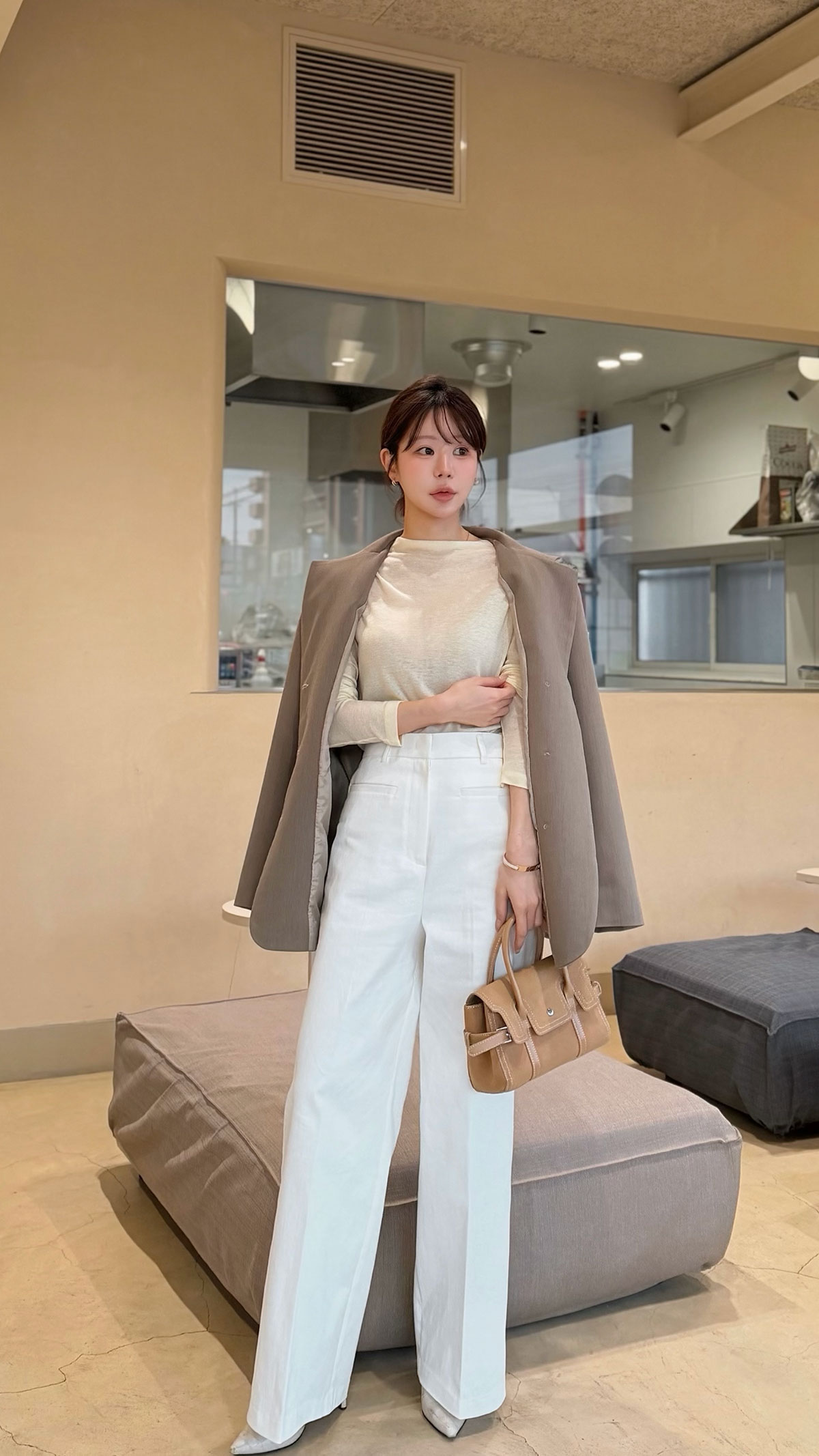 ハイウエストコットンwhiteパンツ カラー: ホワイト