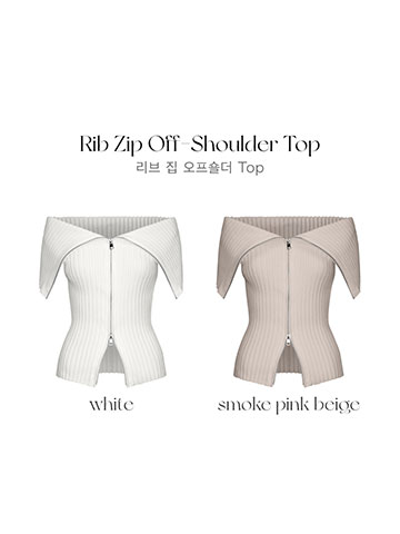 クン リブzipオフショルダーtop