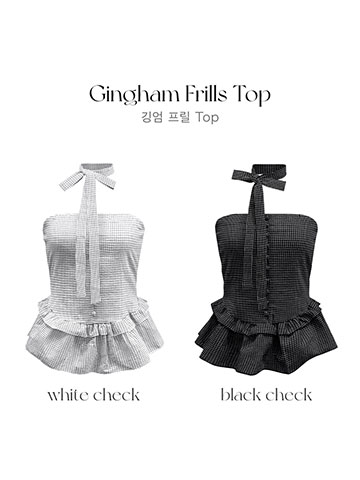 クン Ginghamフリルtop